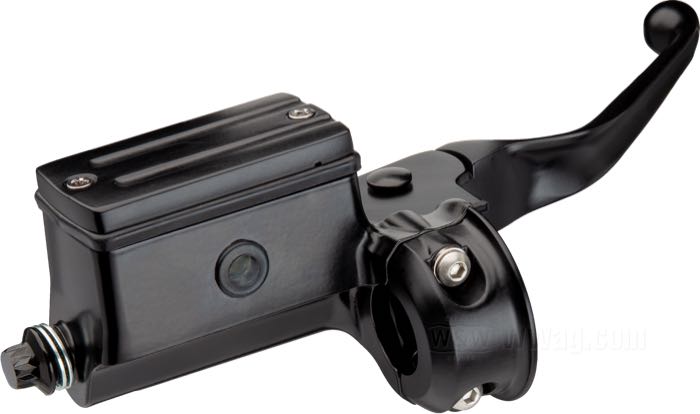 Pompa freno a mano; alluminio fuso, nero opaco; Ø pistone idraulico: 5/8” (15.8 mm); liquido di freno obbligatorio: DOT 5; rimpiazza OEM HD 45019-85; peso lordo: 849 g