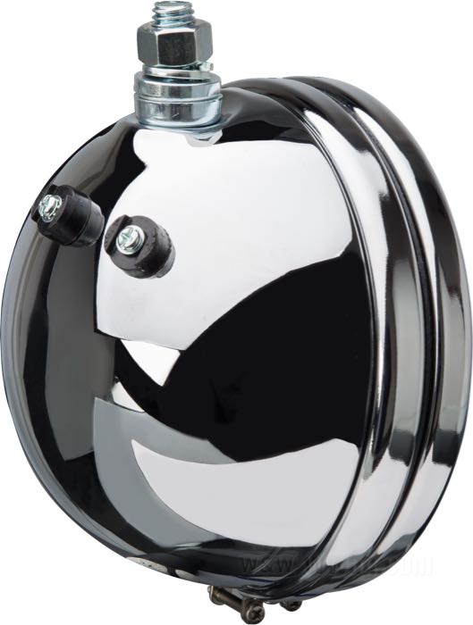 Headlight housing; fits Sportster 1963-1974, FX 1971-1974; steel, chrome-plated; depth: 95 mm; Ø 152 mm; for headlight insert (Ø): 5-3/4”; replaces OEM HD 67703-63, and 67733-72; Taiwan; gross weight: 1.1 kg