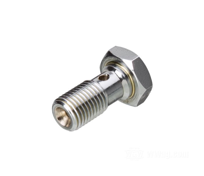 Banjo bolt; steel, chrome-plated; length: 20 mm; hex; thread: 3/8”-24; gross weight: 10 g