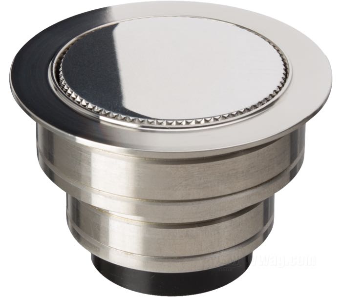 Bouchon de réservoir »Mini Pop-up« de Tolle; à souder; aéré, bouchon en aluminium poli, adaptateur à souder en acier inox; diam. extér. du flanc: 60 mm; bouchon diam. extér.: 42 mm; poids brut: 170 g