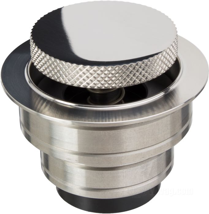 Bouchon de réservoir »Mini Pop-up« de Tolle; à souder; aéré, bouchon en acier inox poli, adaptateur à souder en acier inox; diam. extér. du flanc: 60 mm; bouchon diam. extér.: 42 mm; poids brut: 220 g
