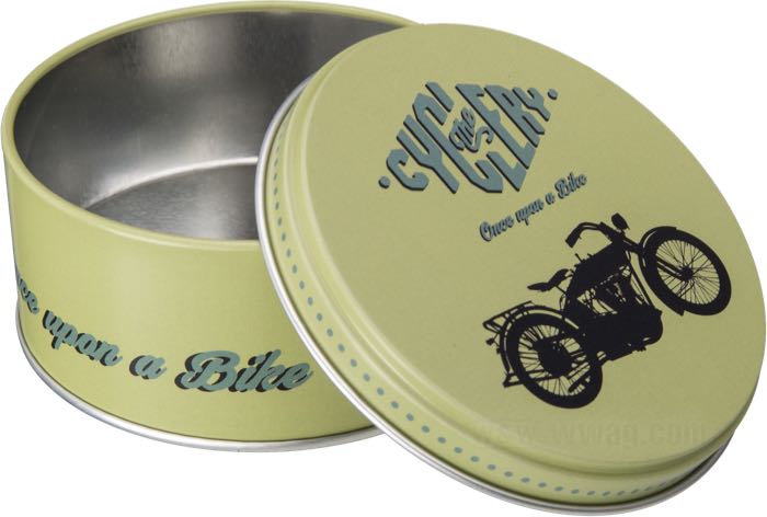 Blechdose »New« von The Cyclery; Weißblech, grün; Höhe: 48 mm; Ø 100 mm; Bruttogewicht: 71 g
