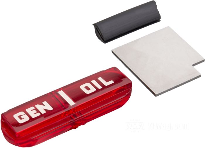 Linse von The Cyclery; für Two-Light-Tachocover; passend für alle Twins 1947-1961; Glas, rot; mit Abteilerblech und Gummikeder; ersetzt OEM HD 71350-47; Deutschland; Bruttogewicht: 25 g