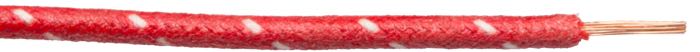 Electric wire; copper / PVC, red, cotton braided; tracer: white; 1.75 sq mm; gross weight: 18 g