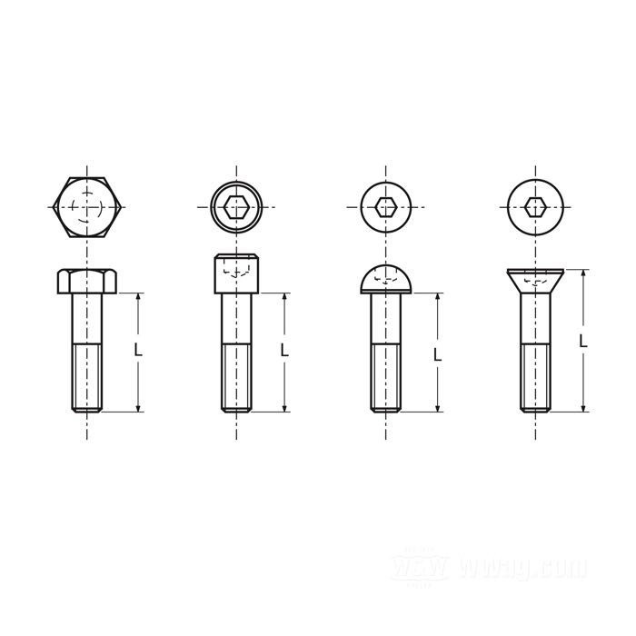 Schraube; Stahl, verzinkt; Innensechskant; Gewinde: 1/4”-20; Länge: 5/8 ” (16 mm); Schlüsselgröße: 3/16 ”; Bruttogewicht: 6 g