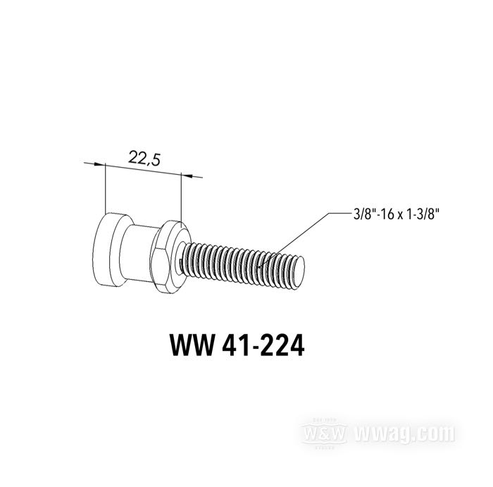 Perni montaggio di Lejonkulan; per Borsa; universale sinistra + destra; acciaio inox, naturale, 3/8”-16, disassamento: 22.5 mm; Ø 20 mm; Svezia; peso lordo: 62 g