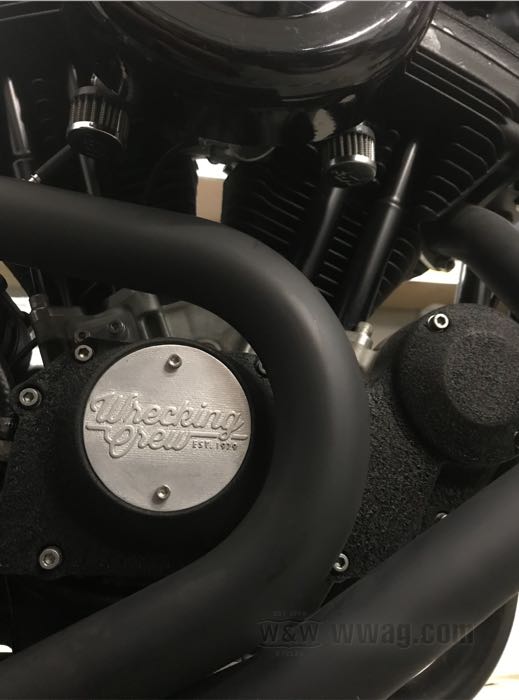 Timer cover by Wrecking Crew; fits Sportster 1971-2003; cast aluminum; Germany; gross weight: 44 g