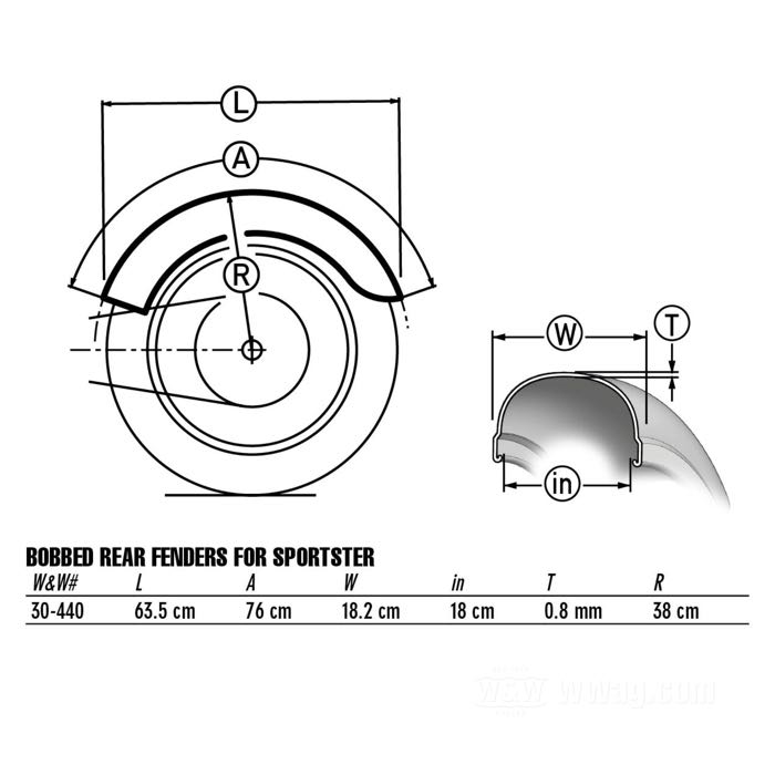 Parafango posteriore »Bobbed«; atto per Sportster 1982-2003; acciaio, naturale; peso lordo: 2.17 kg