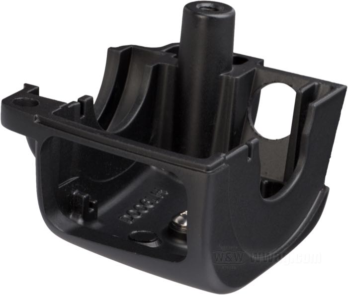 Switch housing »OEM Style«; fits Dyna 1996-2006, Softail 1996-2006, Sportster 1996-2006, V-Rod 2002-2007, Touring 1996-2006 (without Audio/Cruise Control); bottom left; cast aluminum, matte black; gross weight: 100 g