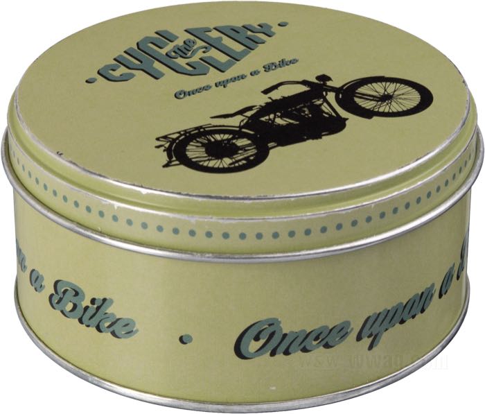 Scatola di latta »Patina« di The Cyclery; latta bianca, verde; altezza: 48 mm; Ø 100 mm; peso lordo: 72 g