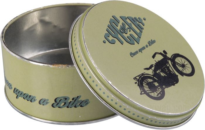 Scatola di latta »Patina« di The Cyclery; latta bianca, verde; altezza: 48 mm; Ø 100 mm; peso lordo: 72 g