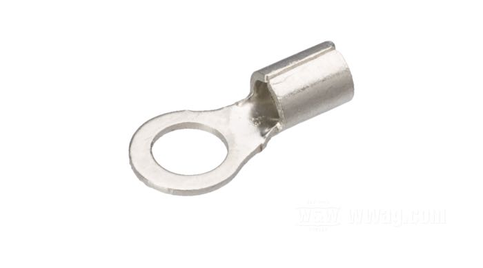 Ring-Kabelschuh; Messing, vernickelt, #6; für Kabel: ~ 0.5 - 1.5 mm² (AWG 20-16); Innen-Ø: 3.5 mm; Bruttogewicht: 1 g