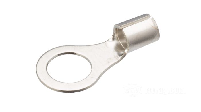 Ring-Kabelschuh; Messing, vernickelt, #10; für Kabel: ~ 1.5 - 2.5 mm² (AWG 16-14); Innen-Ø: 4.8 mm; Bruttogewicht: 1 g