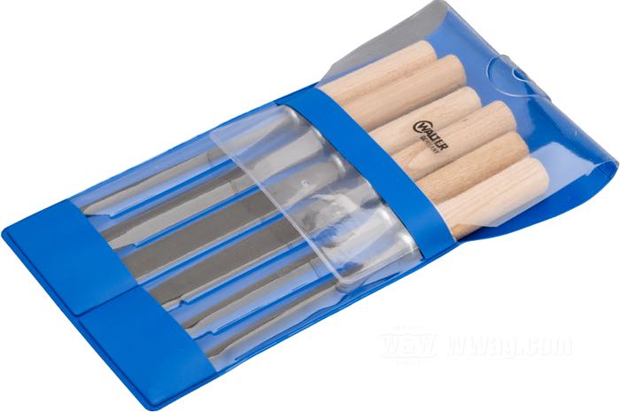 Set lime di C. Walter; acciaio / legna; lunghezza: 180 mm; con astuccio; peso lordo: 118 g