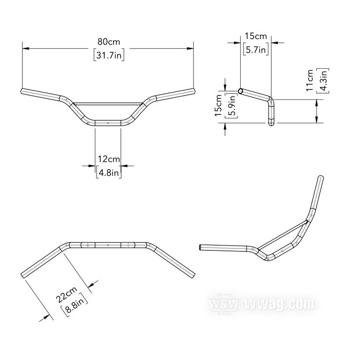 Lenker »Baja 13« von Bates; Stahl, verchromt; Ø 1”; Kabelführung: ohne Kabelsicken; Wandstärke: 3 mm; mit Teilegutachten; Deutschland; Bruttogewicht: 1.3 kg