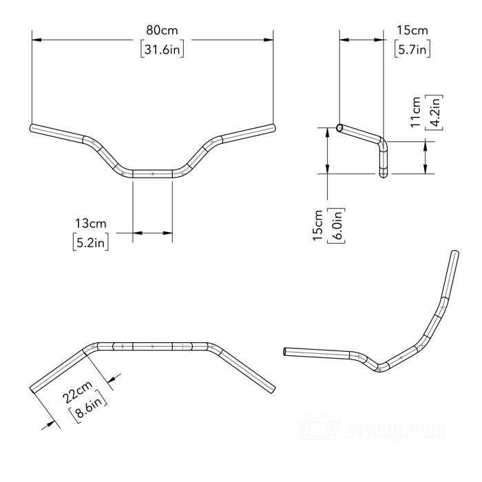 Handlebar »Malibu« by Bates; steel, chrome-plated; Ø 1”; wire routing: W1 plain, without dimples (→1981); wall thickness: 3 mm; with parts certificate; Germany; gross weight: 1.12 kg