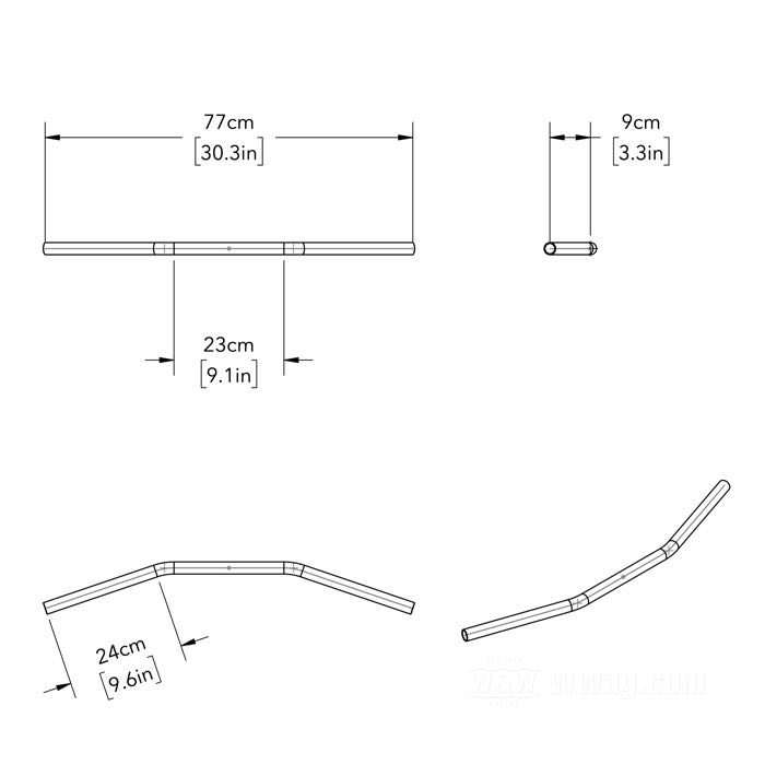 Handlebar »Drag Bar Redding« by Bates; steel, chrome-plated; Ø 1”; wire routing: W1 plain, without dimples (→1981); wall thickness: 3 mm; with parts certificate; Germany; gross weight: 951 g