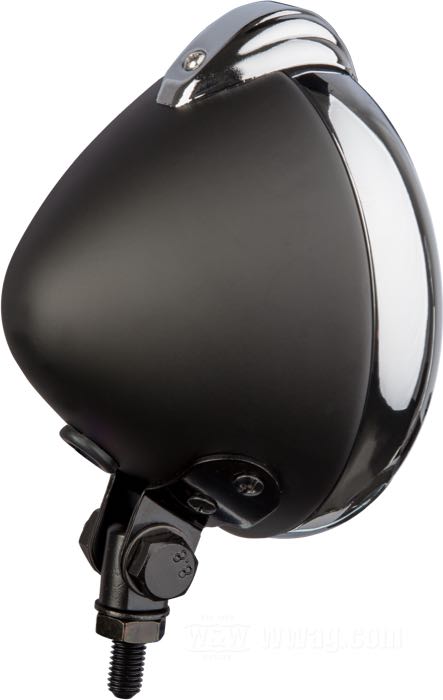 Phare complet »Mercury«; acier, noir, peint; profondeur: 105 mm; Ø 130 mm; pour optique (Ø): 4-1/2”; type ampoule: H4; 12 V; 60/55 W; culot: P43t; avec optique; avec le support; poids brut: 654 g