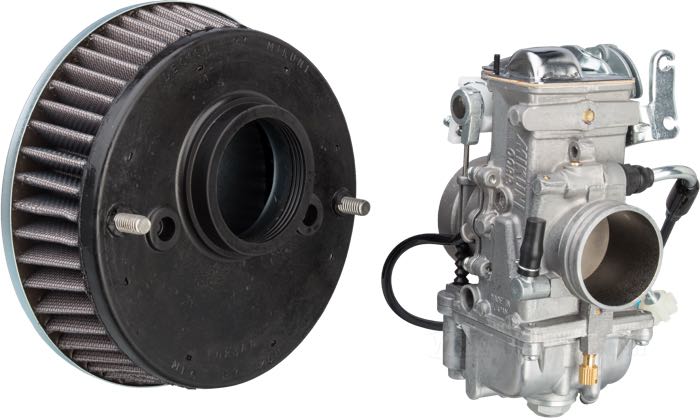 Carburatore a valvola »HS 40«; atto per 1200cc Evolution Sportster 1986-1990; alluminio fuso / acciaio, getto mass. 165, getto min. 17.5, valv. spillo Y6; con cavo arrichitore, adattatore collettore, filtro aria; senza marchio omologazione; peso lordo: 3.33 kg