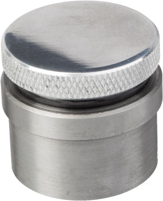 Bouchon de réservoir »Mini« de Dock66; alu billet / acier, poli; poids net: 150 g; bouchon diamètre Ø: 40; avec aération; poids brut: 163 g