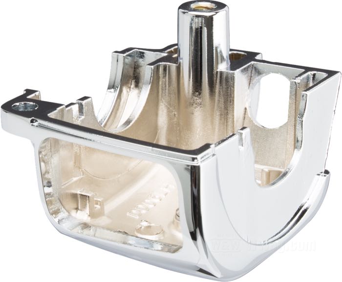 Switch housing »OEM Style«; fits Dyna 1996-2006, Softail 1996-2006, Sportster 1996-2006, V-Rod 2002-2007, Touring 1996-2006 (without Audio/Cruise Control); bottom left; cast aluminum, chrome-plated; gross weight: 102 g