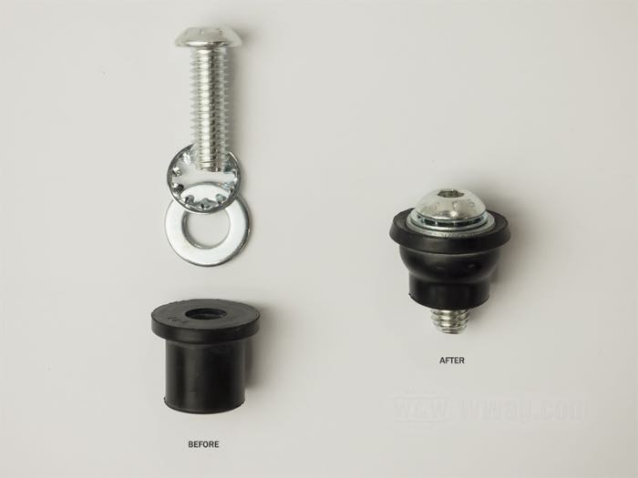 Kit de montaje de Le Pera; para Asiento mono; apropiado para FL(H) 1965-1984, FX 1971-1986; goma / acero; peso bruto: 43 g