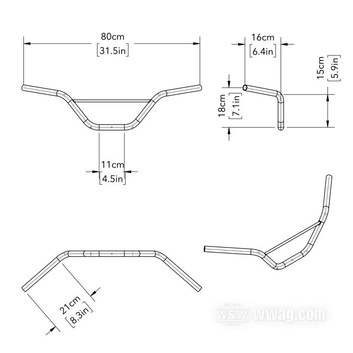 Lenker »Baja 17« von Bates; Stahl, verchromt; Ø 1”; Kabelführung: ohne Kabelsicken; Wandstärke: 3 mm; mit Teilegutachten; Deutschland; Bruttogewicht: 1.35 kg