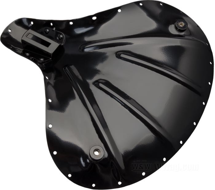 Embase de selle »K/KR« de Samwel Supplies; acier, noir, finition époxy; longueur x largeur: 395 x 375 mm; distance des ressorts ou goujons de montage: 276 mm; filet des boulons de montage: 5/16”-24; Europe; poids brut: 1.28 kg