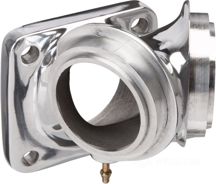 Pipe d'admission de Rivera Primo; adaptable à Shovelhead 1966-1978; aluminium, poli; longueur: 90 mm; pour carburateurs S.U.; poids brut: 281 g