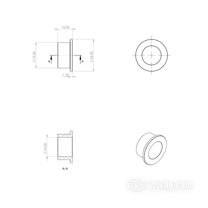 Buchse; für Schaltwelle; passend für 45 cui/750cc 1938-1973; Rotguss; Ø 19.05 mm; ersetzt OEM HD 34432-38; Bruttogewicht: 20 g