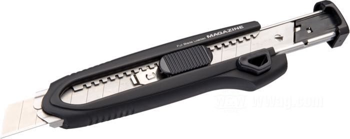 Cutter »Magazine« by Tajima; elastomer, black, blade width: 18 mm; with 4 blades; Japan; gross weight: 164 g
