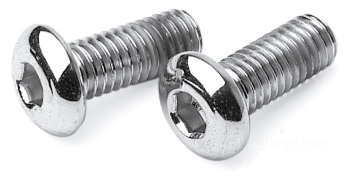 Vite; acciaio, cromato; testa a calotta a brugola; filettatura: #10-32; lunghezza: 1/2 ” (13 mm); chiave: 1/8 ”; peso lordo: 2 g