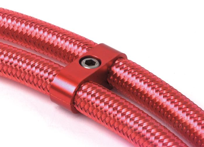 Clamp; for Oil line; aluminum, red, anodised; gross weight: 20 g