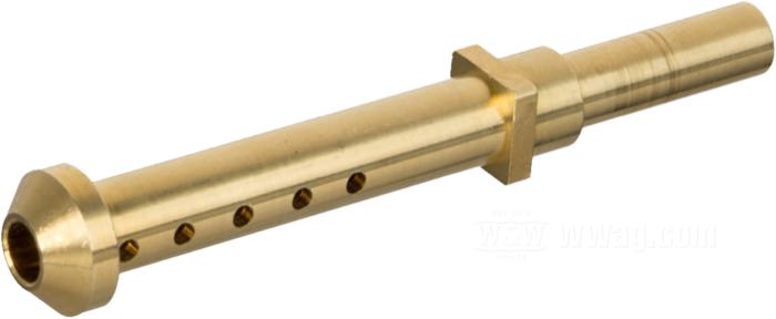 Main nozzle by Into The Wilderness; fits OHV 74”/1200 cc 1950-1965; brass; for Linkert M-series carburetors; Carburetor type A: M-74 / M-74B; replaces OEM HD 27332-50; USA; gross weight: 7 g