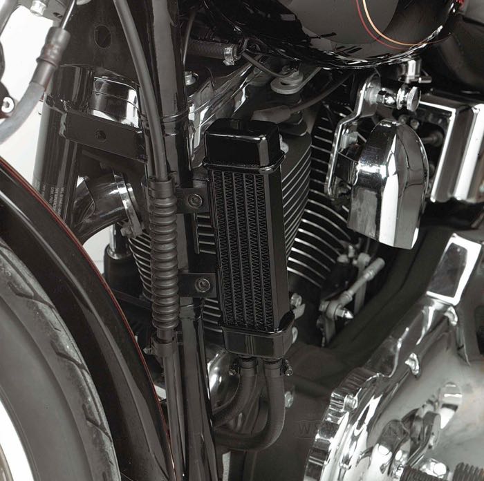 Oil cooler »Slimline« by Jagg; aluminum / steel, black; L x W x H: 205 x 55 x 30 mm; with oil hose, hardware; gross weight: 1.04 kg