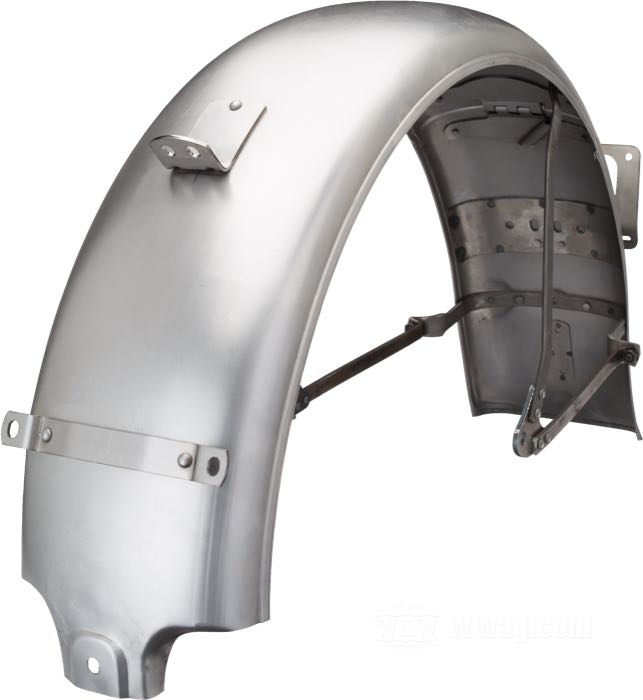 Garde-boue arrière »Military« de The Cyclery; adaptable à modèles W 750cc 1940-1952; acier, naturel; remplace OEM HD 3710-40M, 3710-41M et 3710-42M; Europe; poids brut: 4.48 kg