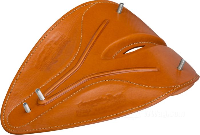 Selle mono »Mesinger Racer« de The Cyclery; vachette, marron claire; longueur x largeur: 300 x 270 mm; distance des ressorts ou goujons de montage: 174 mm; filet des boulons de montage: M8; Europe; poids brut: 1.73 kg