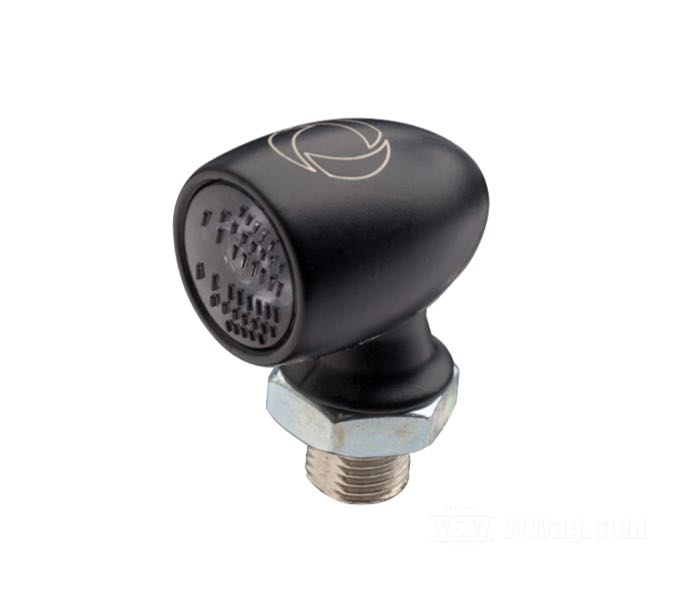 Piloto trasero »Atto RB Dark« de Kellermann; fijación vertical; aluminio / acero, negro; largo: 14 mm; Ø 10 mm; tipo de bombilla: LED; rosca: M5 x 0.5; 12 V; de color rojo; con luz de freno; homologado E13; Alemania; peso bruto: 30 g