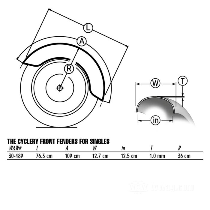 Parafango anteriore di The Cyclery; atto per 21” Singles 1926-1934; lamiera d'acciaio, naturale; rimpiazza OEM HD 3702-26; peso lordo: 2.4 kg