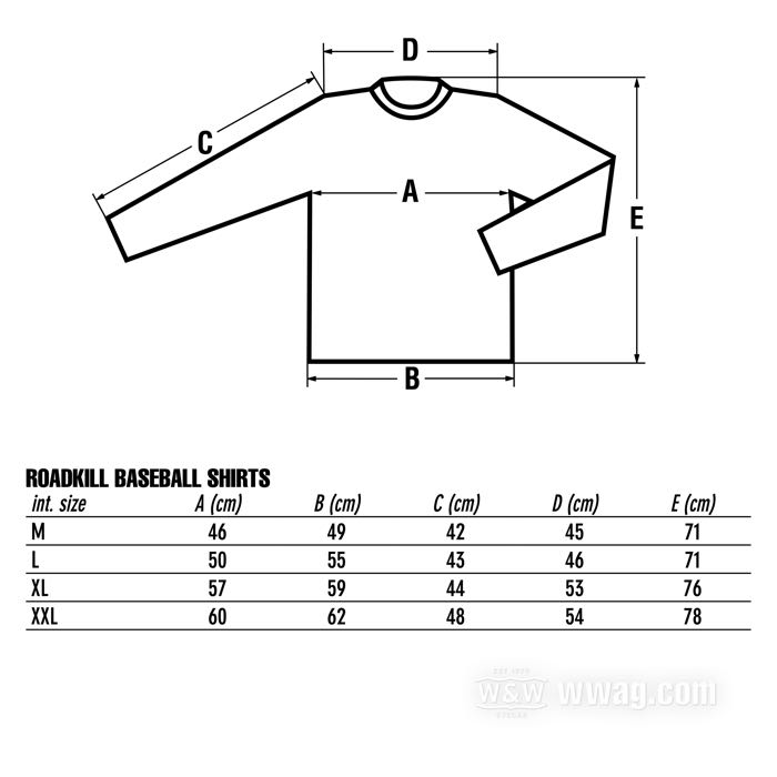 Maillot base-ball »Roadkill« de Roadkill; coton, noir / blanc; taille: M; manches 3/4; poids brut: 135 g