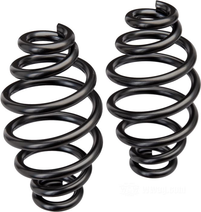 Molla per sella »forma conica« di Lowbrow Customs; acciaio, nero, anodizzato; lunghezza: 4”; Ø interno: 3/4 ”; Ø del filo: 5.7 mm; rigidità molla: 35 N/mm; U.S.A.; peso lordo: 299 g