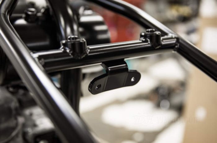 Bracket by Lowbrow Customs; for Rear fender; steel, bare, mounting hole distance: 2-1/2” = 63.5 mm; length: 75 mm; USA; gross weight: 323 g
