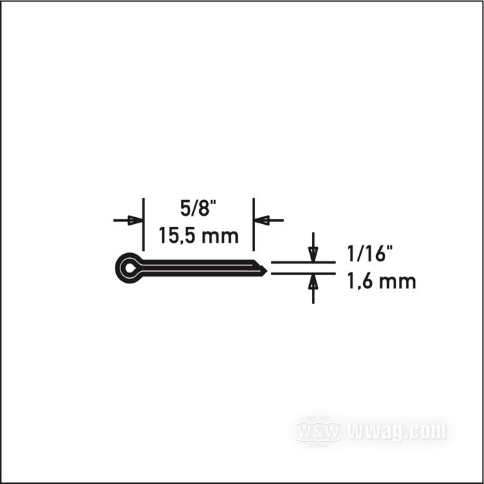 Coppiglia; acciaio, parkerizzato; lunghezza: 5/8”; Ø 1/16”; rimpiazza OEM HD 0296 e 512; peso lordo: 2 g