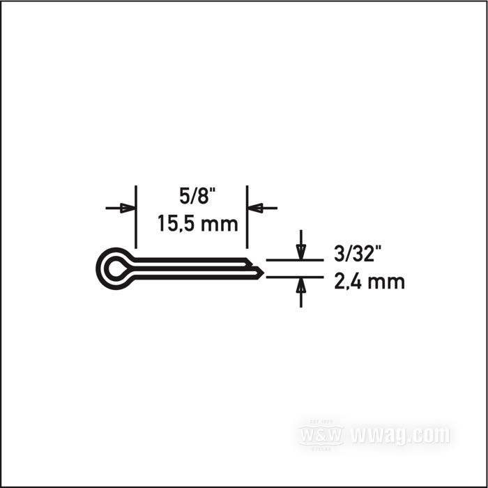 Coppiglia; acciaio, parkerizzato; lunghezza: 5/8”; Ø 3/32”; rimpiazza OEM HD 0291 e 528; peso lordo: 1 g