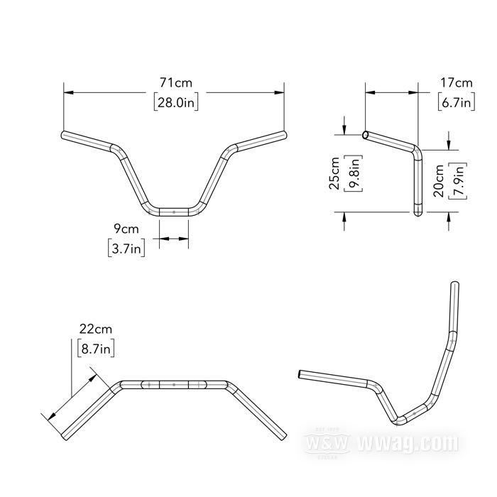 Manubrio »60s Narrow« di Fork; acciaio inox; Ø 1”; passaggio cavi: senza cavature; Giappone; peso lordo: 1.13 kg