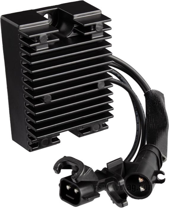 Regulador/Rectificador »Standard«; apropiado para Sportster 2007-2008; aluminio, negro; reemplaza OEM HD 74546-07; peso bruto: 515 g