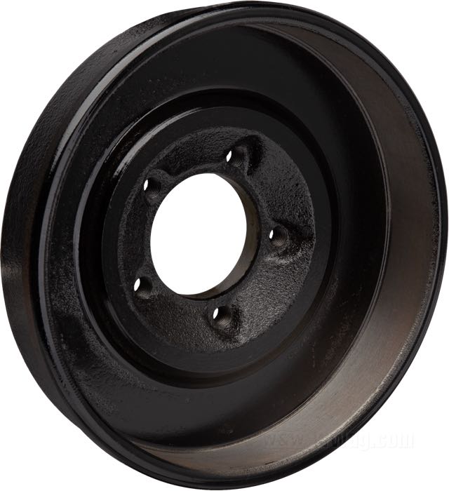Tambour de frein; adaptable à Knucklehead 1936, Big Twin 1937-1948, Sidecar 1937-1957, Servi-Car 1941-1957, WLC; fonte, noir, peint; Ø ext.: 193 mm; Ø intér.: 184 mm; remplace OEM HD 44113-36; poids brut: 2.05 kg