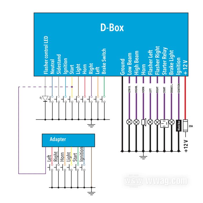 Centralina supplementare »adattatore D-Box« di Axel Joost Elektronikbox; per Centralina Elektronikbox D-Box; L x L x A: 24 x 10 x 8 mm; con 26 cm di cavi; peso lordo: 9 g