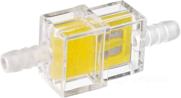 Fuel filter by Helix; nylon / stainless steel, yellow; W x H x D: 24 x 32.5 x 18 mm; gross weight: 10 g