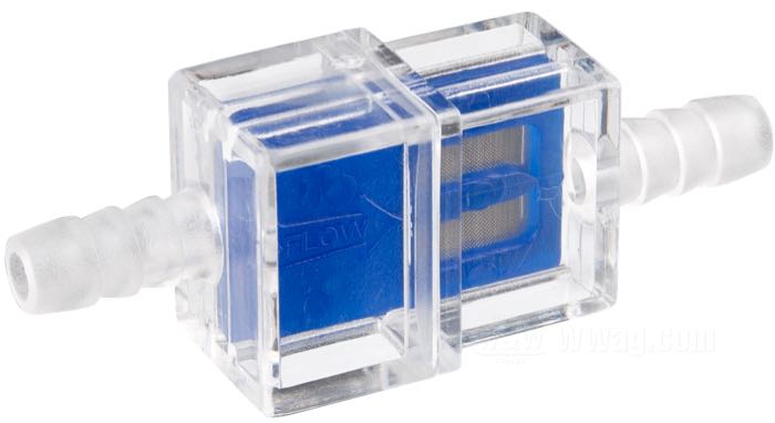 Fuel filter by Helix; nylon / stainless steel, blue; W x H x D: 24 x 32.5 x 18 mm; gross weight: 10 g